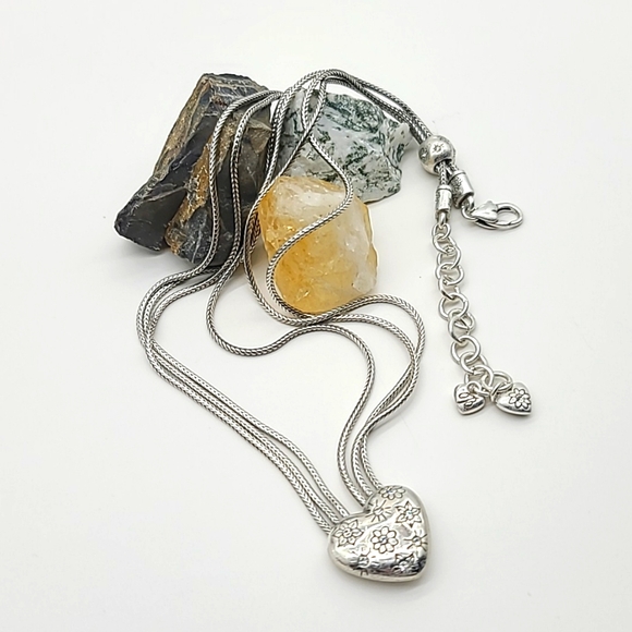 Brighton "Stellar Heart" Multi-Chain Heart Charm Necklace w Crystal Details! - Picture 3 of 10